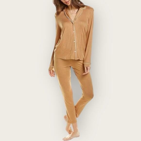 NWTHB by Hale Bob2-Piece Pajama Pant SetBrown/WhiteMedium